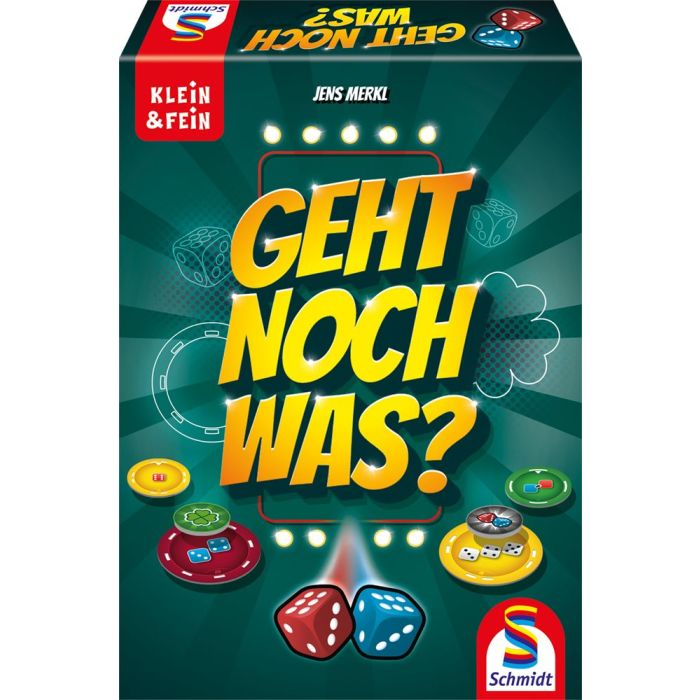 Vorderseite der Verpackung vom Artikel 49448, Geht noch was?, Würfelspiel Vorderseite der Verpackung vom Artikel 49448, Geht noch was?, Würfelspiel