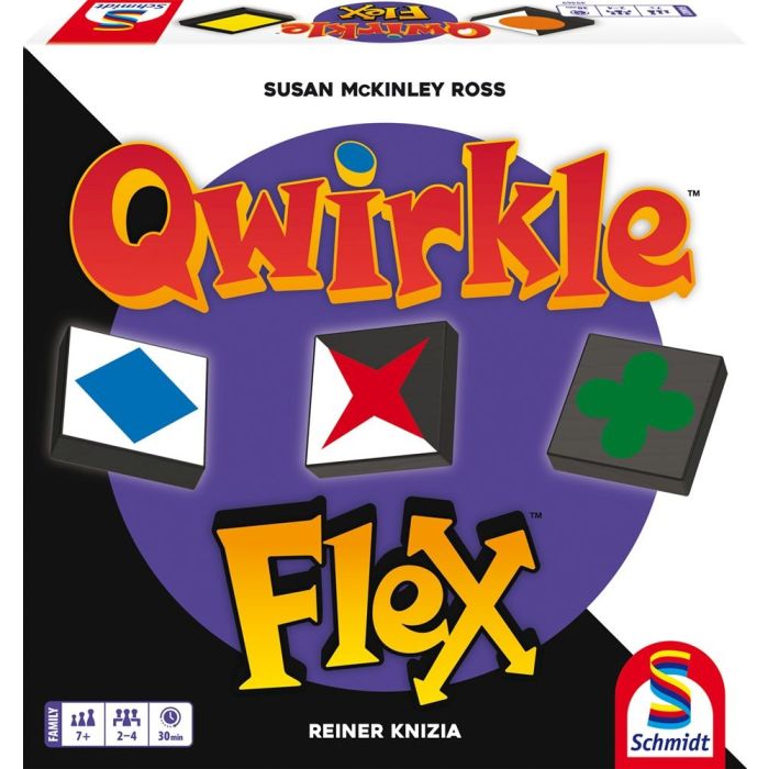 Vorderseite der Verpackung vom Artikel 49469, Qwirkle Flex, Familienspiel Vorderseite der Verpackung vom Artikel 49469, Qwirkle Flex, Familienspiel