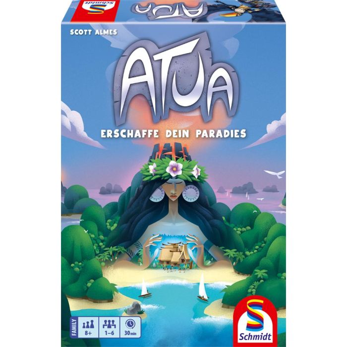 Vorderseite der Verpackung vom Artikel 49472, Atua, Familienspiel