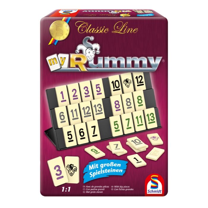 Verpackungsvorderseite aus einem anderen Blickwinkel vom Artikel 49474, MyRummy® Metalldose, , Classic Line, Familienspiel Verpackungsvorderseite aus einem anderen Blickwinkel vom Artikel 49474, MyRummy® Metalldose, , Classic Line, Familienspiel