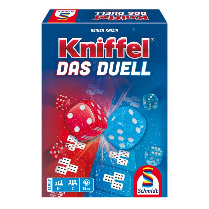 Verpackungsvorderseite aus einem anderen Blickwinkel vom Artikel 49480, Kniffel® – Das Duell, Würfelspiel