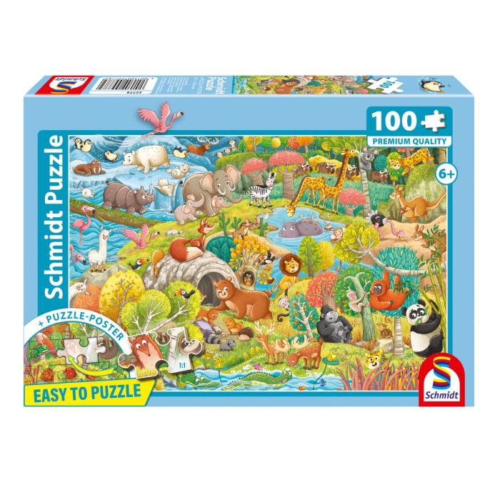 Verpackungsvorderseite aus einem anderen Blickwinkel vom Artikel 55778, Tierisch wimmelig, 100 Teile Kinderpuzzle Verpackungsvorderseite aus einem anderen Blickwinkel vom Artikel 55778, Tierisch wimmelig, 100 Teile Kinderpuzzle