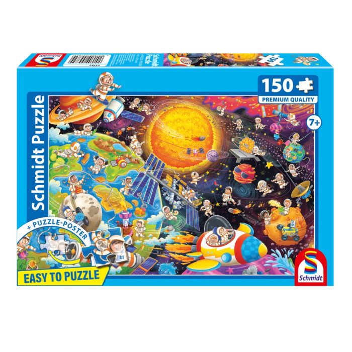 Verpackungsvorderseite aus einem anderen Blickwinkel vom Artikel 55782, Quatsch im Weltraum, 150 Teile Kinderpuzzle Verpackungsvorderseite aus einem anderen Blickwinkel vom Artikel 55782, Quatsch im Weltraum, 150 Teile Kinderpuzzle