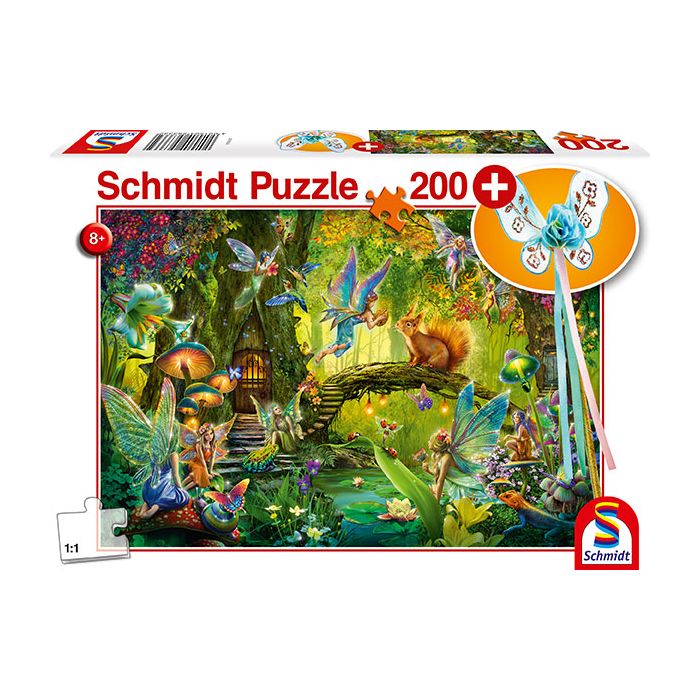Vorderseite der Verpackung vom Artikel 56333, Feen im Wald, 200 Teile Kinderpuzzle mit Add-on (Feenstab) Vorderseite der Verpackung vom Artikel 56333, Feen im Wald, 200 Teile Kinderpuzzle mit Add-on (Feenstab)