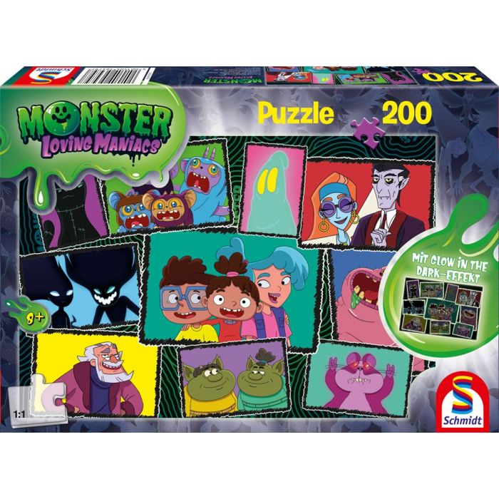 Vorderseite der Verpackung vom Artikel 56479, Monster Loving Maniacs: Bildergalerie, 200 Teile Kinderpuzzle