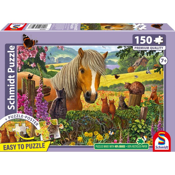 Vorderseite der Verpackung vom Artikel 56526, Süßer Besuch auf der Pferdekoppel, 150 Teile Kinderpuzzle Vorderseite der Verpackung vom Artikel 56526, Süßer Besuch auf der Pferdekoppel, 150 Teile Kinderpuzzle