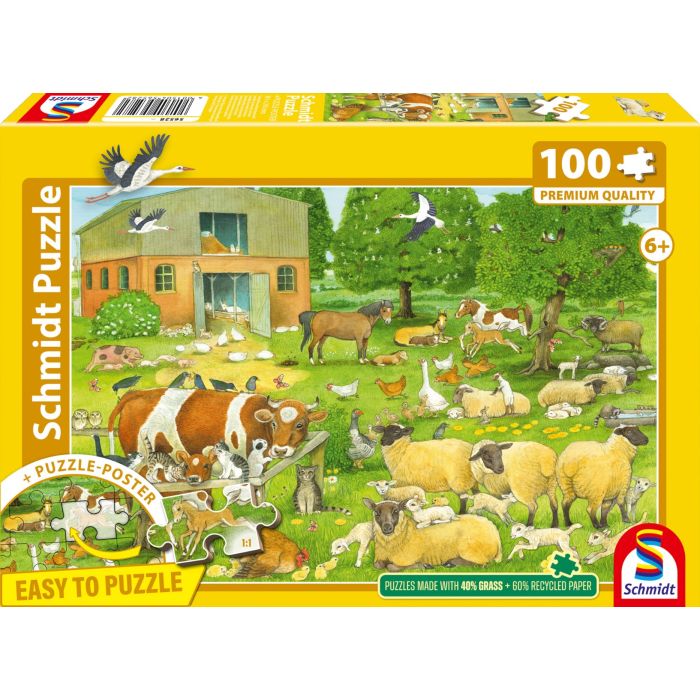 Vorderseite der Verpackung vom Artikel 56528, Tierfamilien auf dem Bauernhof, 100 Teile Kinderpuzzle Vorderseite der Verpackung vom Artikel 56528, Tierfamilien auf dem Bauernhof, 100 Teile Kinderpuzzle
