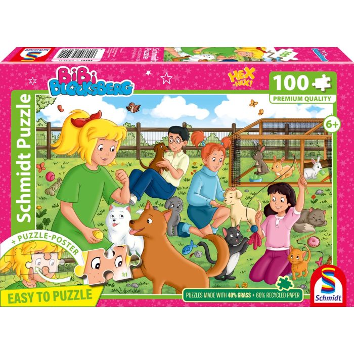 Vorderseite der Verpackung vom Artikel 56541, Bibi Blocksberg: Tierpension, 100 Teile Kinderpuzzle Vorderseite der Verpackung vom Artikel 56541, Bibi Blocksberg: Tierpension, 100 Teile Kinderpuzzle