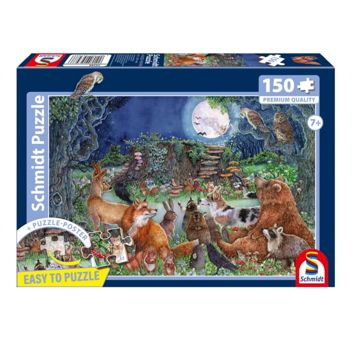 Verpackungsvorderseite aus einem anderen Blickwinkel vom Artikel 56588, Tierische Waldklänge, 150 Teile Kinderpuzzle
