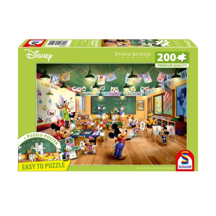 Verpackungsvorderseite aus einem anderen Blickwinkel vom Artikel 56599, Thomas Kinkade Studios: Disney - Mickey and Minnie Schoolhouse, 200 Teile Puzzle Verpackungsvorderseite aus einem anderen Blickwinkel vom Artikel 56599, Thomas Kinkade Studios: Disney - Mickey and Minnie Schoolhouse, 200 Teile Puzzle