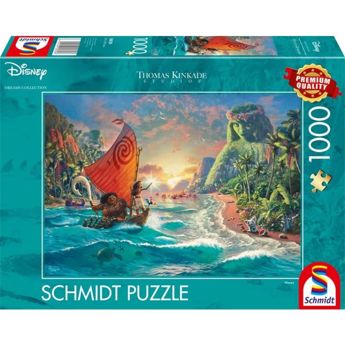 Vorderseite der Verpackung vom Artikel 58030, Thomas Kinkade Studios: Disney Dreams Collection - Moana – Vaiana, 1.000 Teile Puzzle Vorderseite der Verpackung vom Artikel 58030, Thomas Kinkade Studios: Disney Dreams Collection - Moana – Vaiana, 1.000 Teile Puzzle