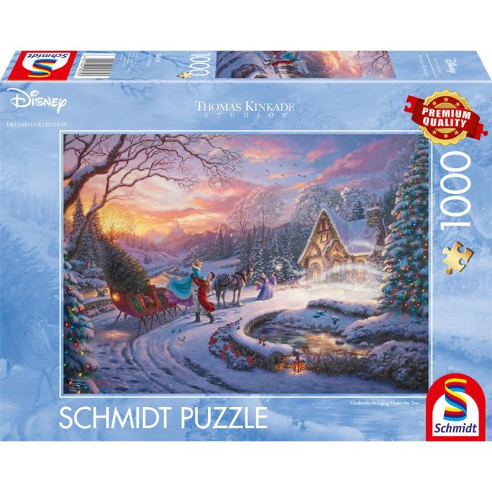 Vorderseite der Verpackung vom Artikel 58035, Thomas Kinkade Studios: Disney Dreams Collection - Cinderella Bringing Home the Tree, 1.000 Teile Puzzle Vorderseite der Verpackung vom Artikel 58035, Thomas Kinkade Studios: Disney Dreams Collection - Cinderella Bringing Home the Tree, 1.000 Teile Puzzle