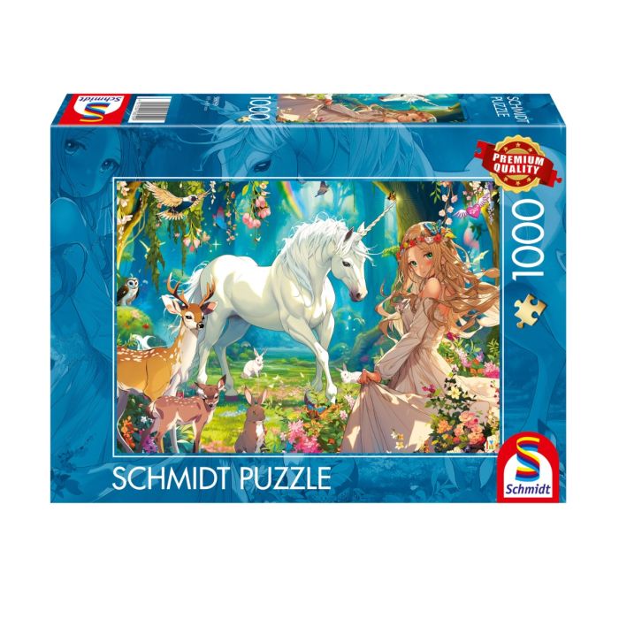 Verpackungsvorderseite aus einem anderen Blickwinkel vom Artikel 58059, Einhorn und Blütenprinzessin, 1.000 Teile Puzzle Verpackungsvorderseite aus einem anderen Blickwinkel vom Artikel 58059, Einhorn und Blütenprinzessin, 1.000 Teile Puzzle