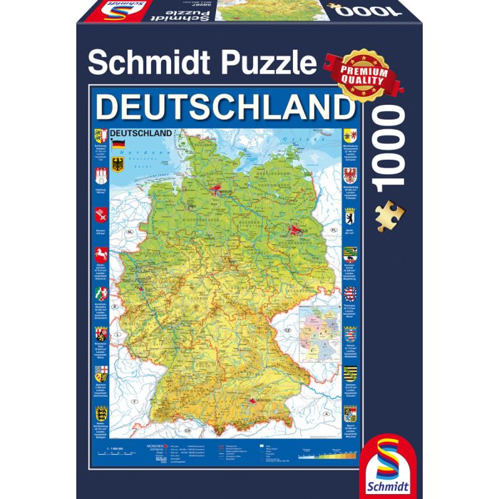 Vorderseite der Verpackung vom Artikel 58287, Deutschlandkarte, 1.000 Teile Puzzle Vorderseite der Verpackung vom Artikel 58287, Deutschlandkarte, 1.000 Teile Puzzle
