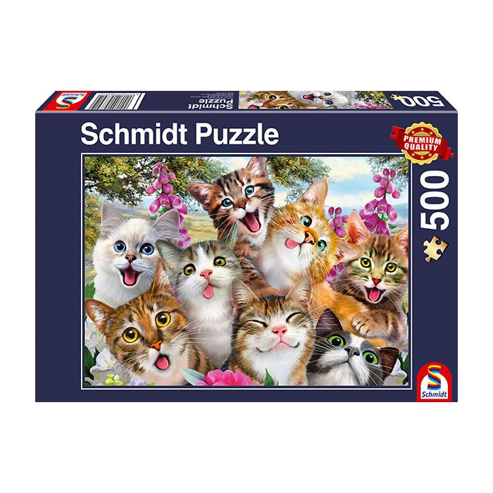 Vorderseite der Verpackung vom Artikel 58391, Katzen-Selfie, 500 Teile Puzzle Vorderseite der Verpackung vom Artikel 58391, Katzen-Selfie, 500 Teile Puzzle
