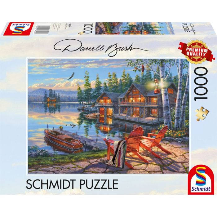 Vorderseite der Verpackung vom Artikel 58530, Darrell Bush: Seeufer am Loon Lake, New York, 1.000 Teile Puzzle