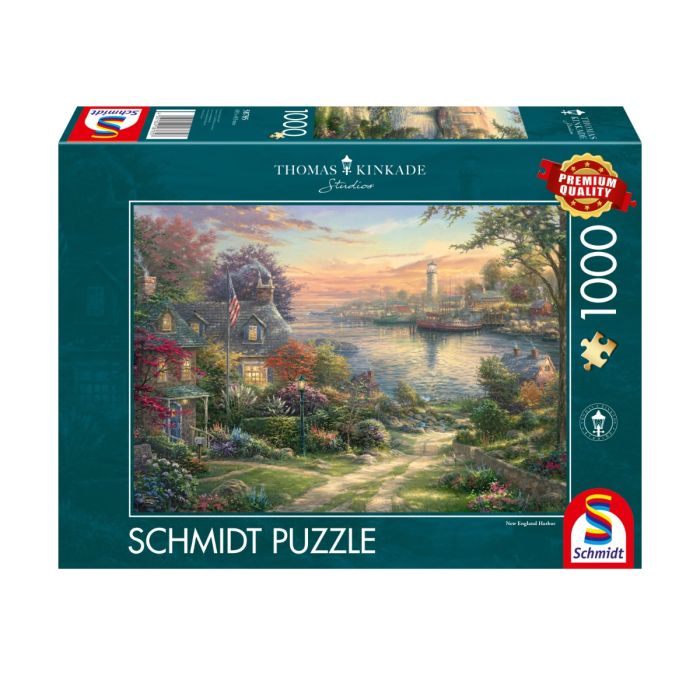 Verpackungsvorderseite aus einem anderen Blickwinkel vom Artikel 58785, Thomas Kinkade Studios: Hafen in Neuengland, 1.000 Teile Puzzle Verpackungsvorderseite aus einem anderen Blickwinkel vom Artikel 58785, Thomas Kinkade Studios: Hafen in Neuengland, 1.000 Teile Puzzle