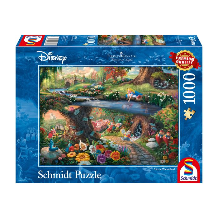 Vorderseite der Verpackung vom Artikel 59636, Thomas Kinkade: Painter of Light - Disney, Alice im Wunderland, 1.000 Teile Puzzle Vorderseite der Verpackung vom Artikel 59636, Thomas Kinkade: Painter of Light - Disney, Alice im Wunderland, 1.000 Teile Puzzle
