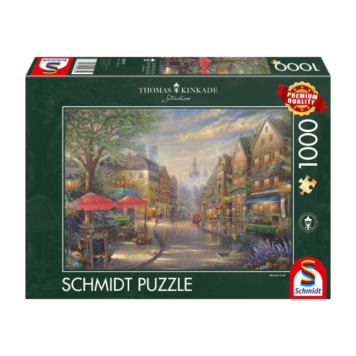 Vorderseite der Verpackung vom Artikel 59675, Thomas Kinkade Studios: Café in München, 1.000 Teile Puzzle Vorderseite der Verpackung vom Artikel 59675, Thomas Kinkade Studios: Café in München, 1.000 Teile Puzzle