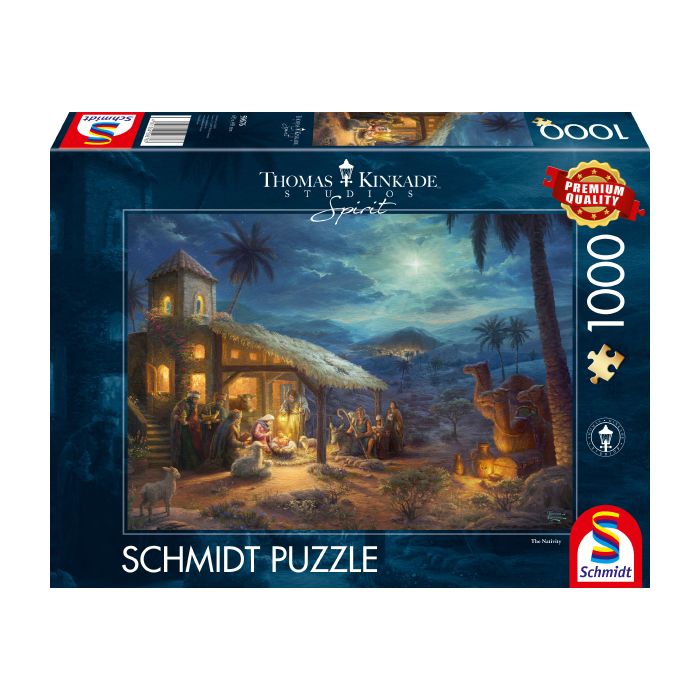 Vorderseite der Verpackung vom Artikel 59676, Thomas Kinkade Studios: Spirit, Jesu Geburt, 1.000 Teile Puzzle Vorderseite der Verpackung vom Artikel 59676, Thomas Kinkade Studios: Spirit, Jesu Geburt, 1.000 Teile Puzzle