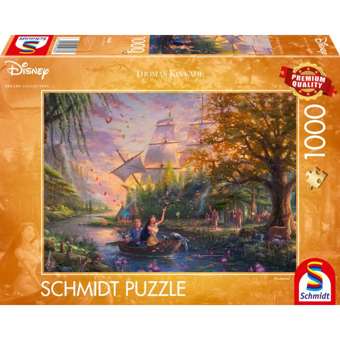 Vorderseite der Verpackung vom Artikel 59688, Thomas Kinkade Studios: Disney Dreams Collection - Pocahontas, 1.000 Teile Puzzle Vorderseite der Verpackung vom Artikel 59688, Thomas Kinkade Studios: Disney Dreams Collection - Pocahontas, 1.000 Teile Puzzle