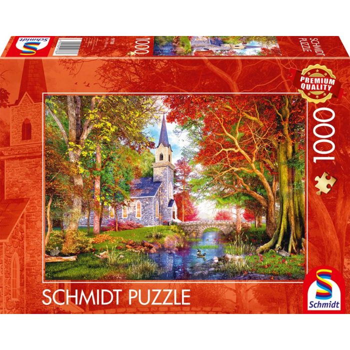 Vorderseite der Verpackung vom Artikel 59788, Kapelle im Herbstzauber, 1.000 Teile Puzzle Vorderseite der Verpackung vom Artikel 59788, Kapelle im Herbstzauber, 1.000 Teile Puzzle