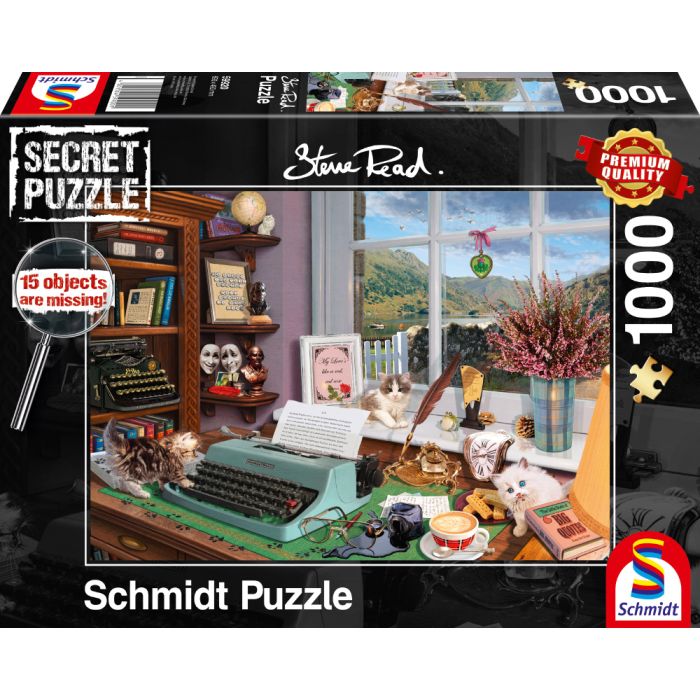 Vorderseite der Verpackung vom Artikel 59920, Steve Read: Secret Puzzles - Am Schreibtisch, 1.000 Teile Puzzle Vorderseite der Verpackung vom Artikel 59920, Steve Read: Secret Puzzles - Am Schreibtisch, 1.000 Teile Puzzle