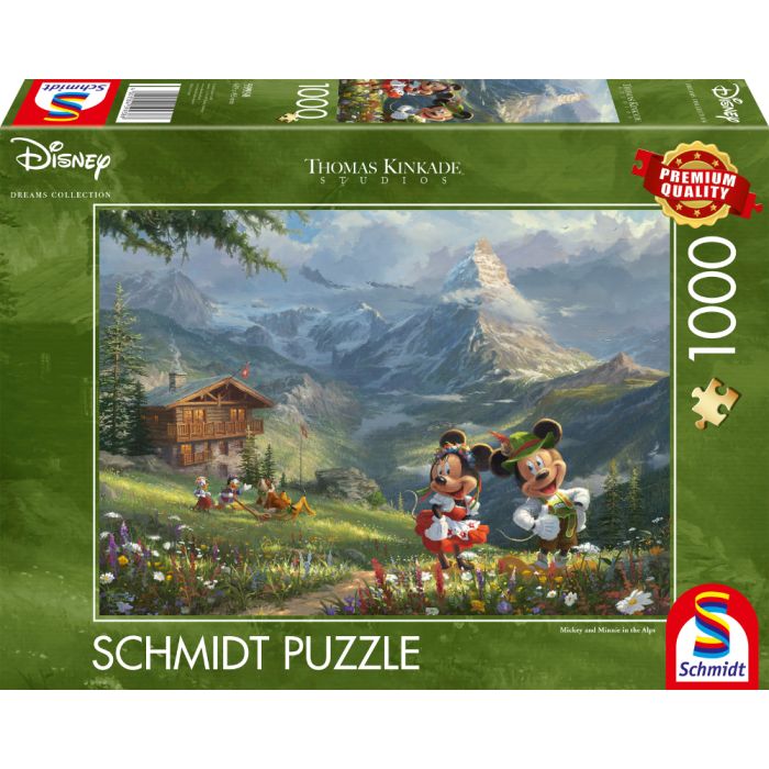 Vorderseite der Verpackung vom Artikel 59938, Thomas Kinkade Studios: Disney Dreams Collections - Mickey & Minnie in den Alpen , 1.000 Teile Puzzle Vorderseite der Verpackung vom Artikel 59938, Thomas Kinkade Studios: Disney Dreams Collections - Mickey & Minnie in den Alpen , 1.000 Teile Puzzle
