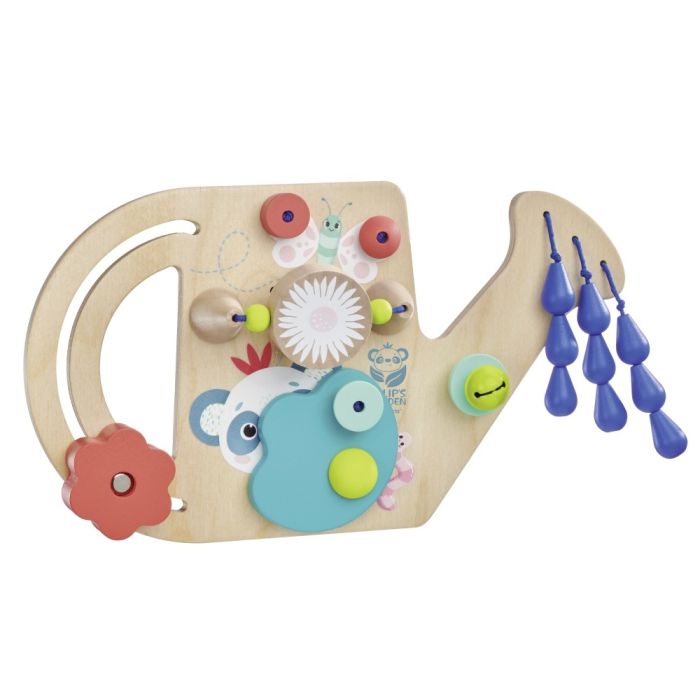 Spielmaterial vom Artikel 61075, Tulips Garten: Motorikbrett Gießkanne, Motorikspielzeug mit Glöckchen und Klettverschluss, 25 cm Spielmaterial vom Artikel 61075, Tulips Garten: Motorikbrett Gießkanne, Motorikspielzeug mit Glöckchen und Klettverschluss, 25 cm