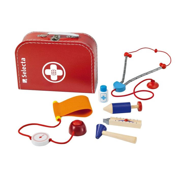 Spielmaterial vom Artikel 62058, Arztkoffer,Spielset, Stabiler Spielkoffer mit 6 Teilen aus Holz, 25 x 18 cm Spielmaterial vom Artikel 62058, Arztkoffer,Spielset, Stabiler Spielkoffer mit 6 Teilen aus Holz, 25 x 18 cm