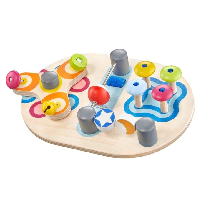 Spielmaterial vom Artikel 62064, Spintivity, Motorikspielzeug mit Glöckchen aus Holz mit Klettverschluss, 21 cm