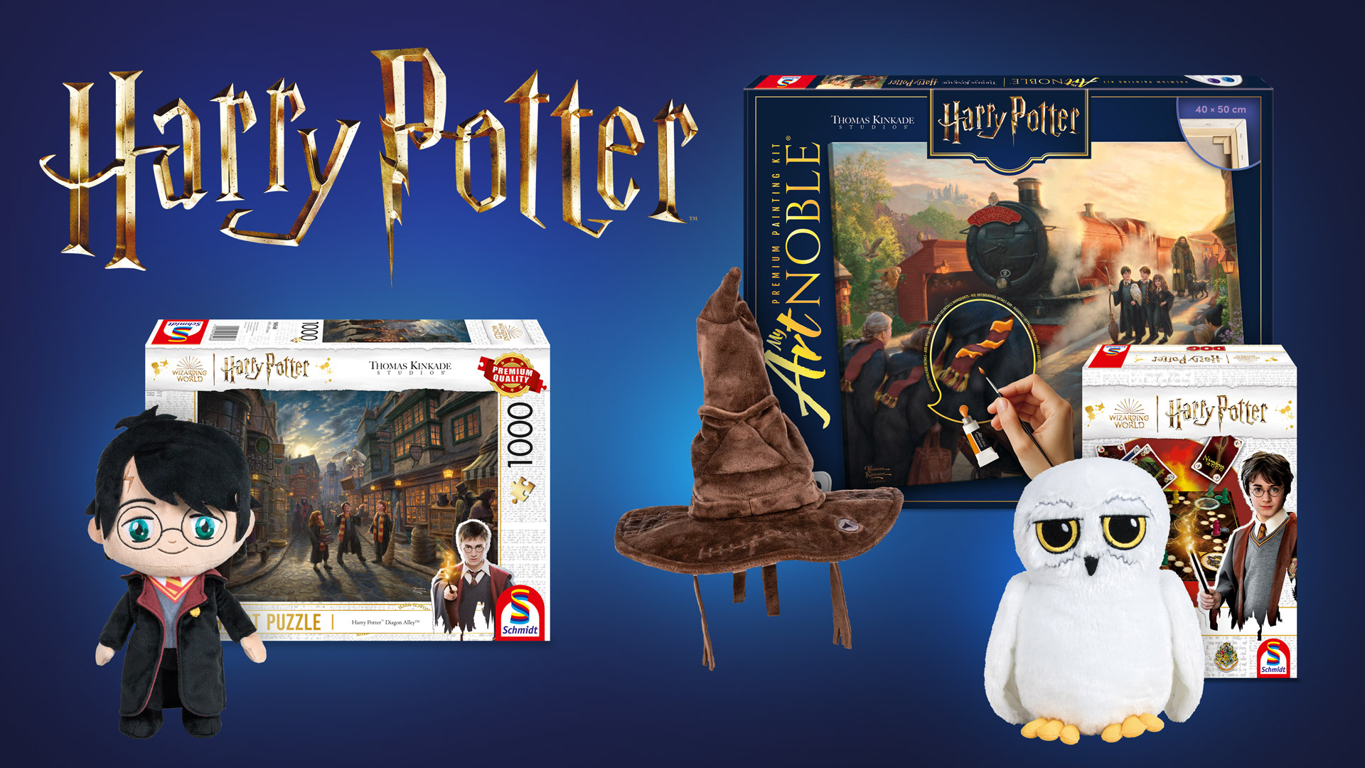 Werbebanner zur Themenwelt: Harry Potter™ Spiele, Puzzle und Kuscheltiere